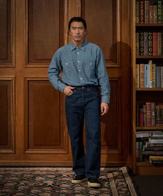 Bronson Blue Chambray Work Shirt Light Indigo Korea Edition BK-TOP-0003-LIGHT INDIGO 10