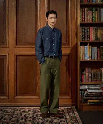 Bronson Blue Chambray Work Shirt Light Indigo Korea Edition BK-TOP-0003-LIGHT INDIGO 11
