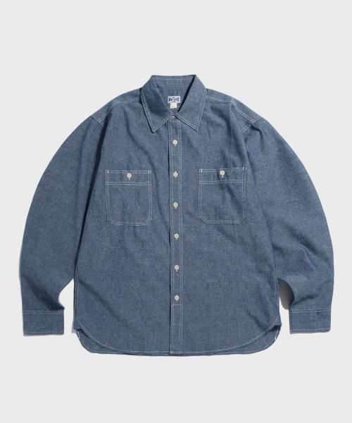 Order Bronson Blue Chambray Work Shirt Light Indigo Korea Edition BK-TOP-0003-LIGHT INDIGO