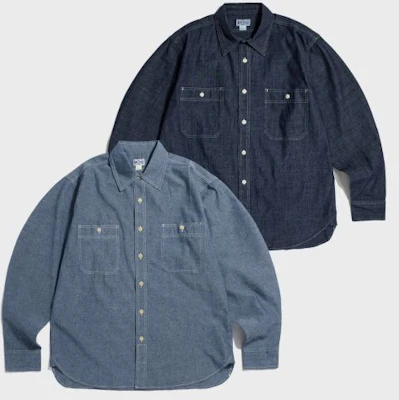 Bronson Blue Chambray Work Shirt Light Indigo Korea Edition BK-TOP-0003-LIGHT INDIGO Shop Bronson Blue Chambray Work Shirt Light Indigo Korea Edition BK-TOP-0003-LIGHT INDIGO