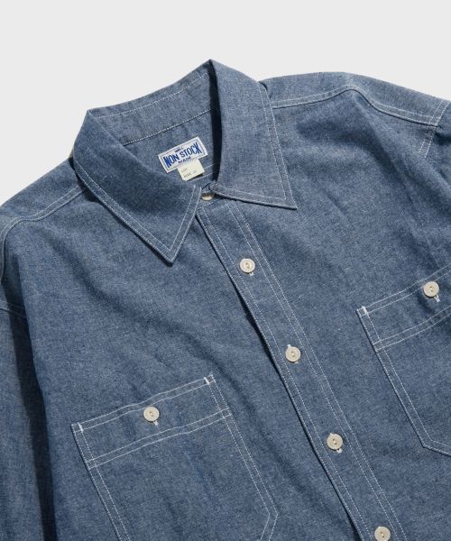 Purchase Bronson Blue Chambray Work Shirt Light Indigo Korea Edition BK-TOP-0003-LIGHT INDIGO