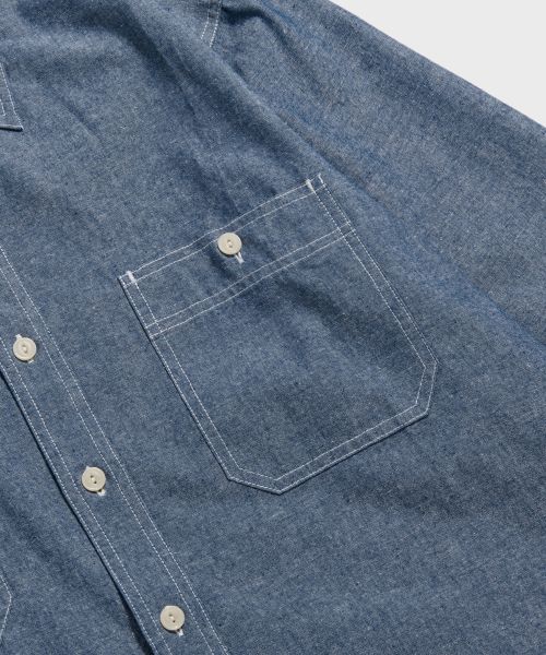 Sizing Bronson Blue Chambray Work Shirt Light Indigo Korea Edition BK-TOP-0003-LIGHT INDIGO