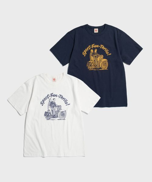 Shop BRONSON Knight Motorcycle Navy Short Sleeve Tee N-TOP-0030-NAVY