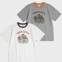Shop BRONSON 復古摩托車圖案白色短袖T恤 N-TOP-0024-WHITE