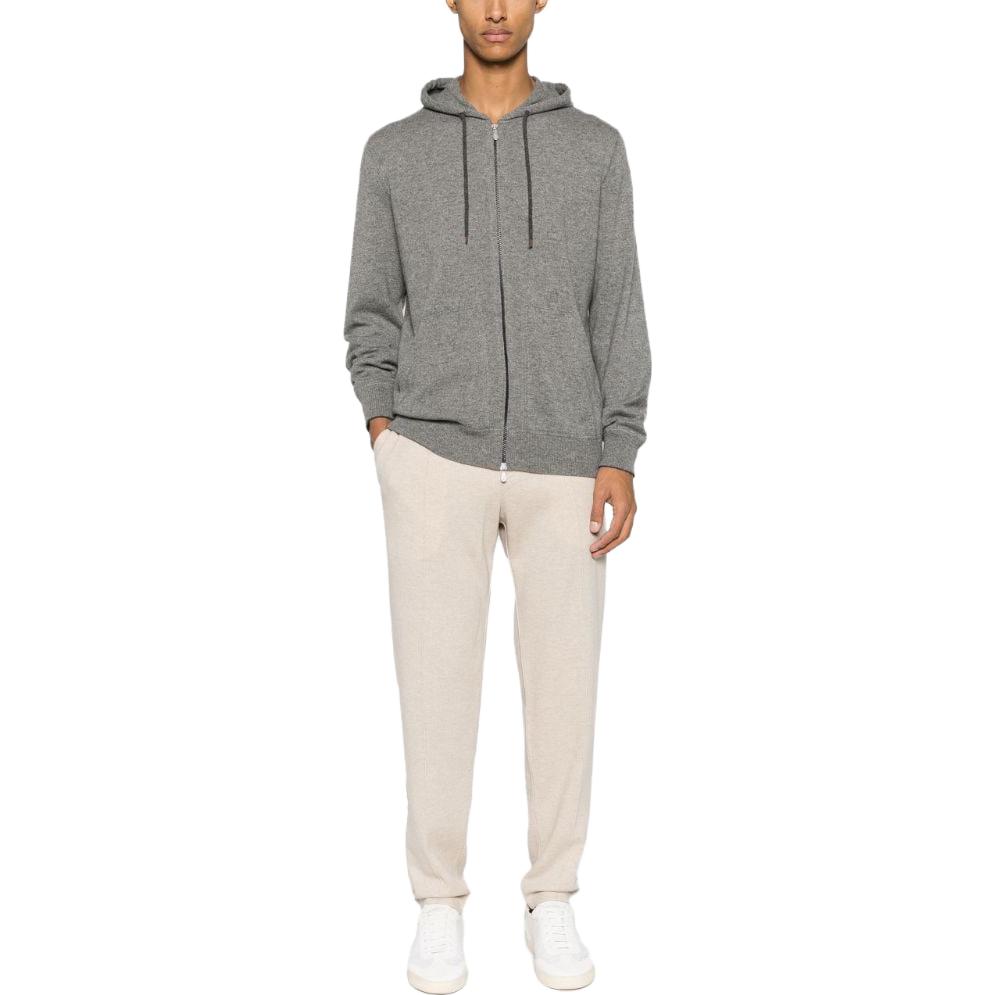 Brunello Cucinelli  Beige Solid Drawstring Mid-Waist Casual Pants. MTU193212G-C003 圖 3