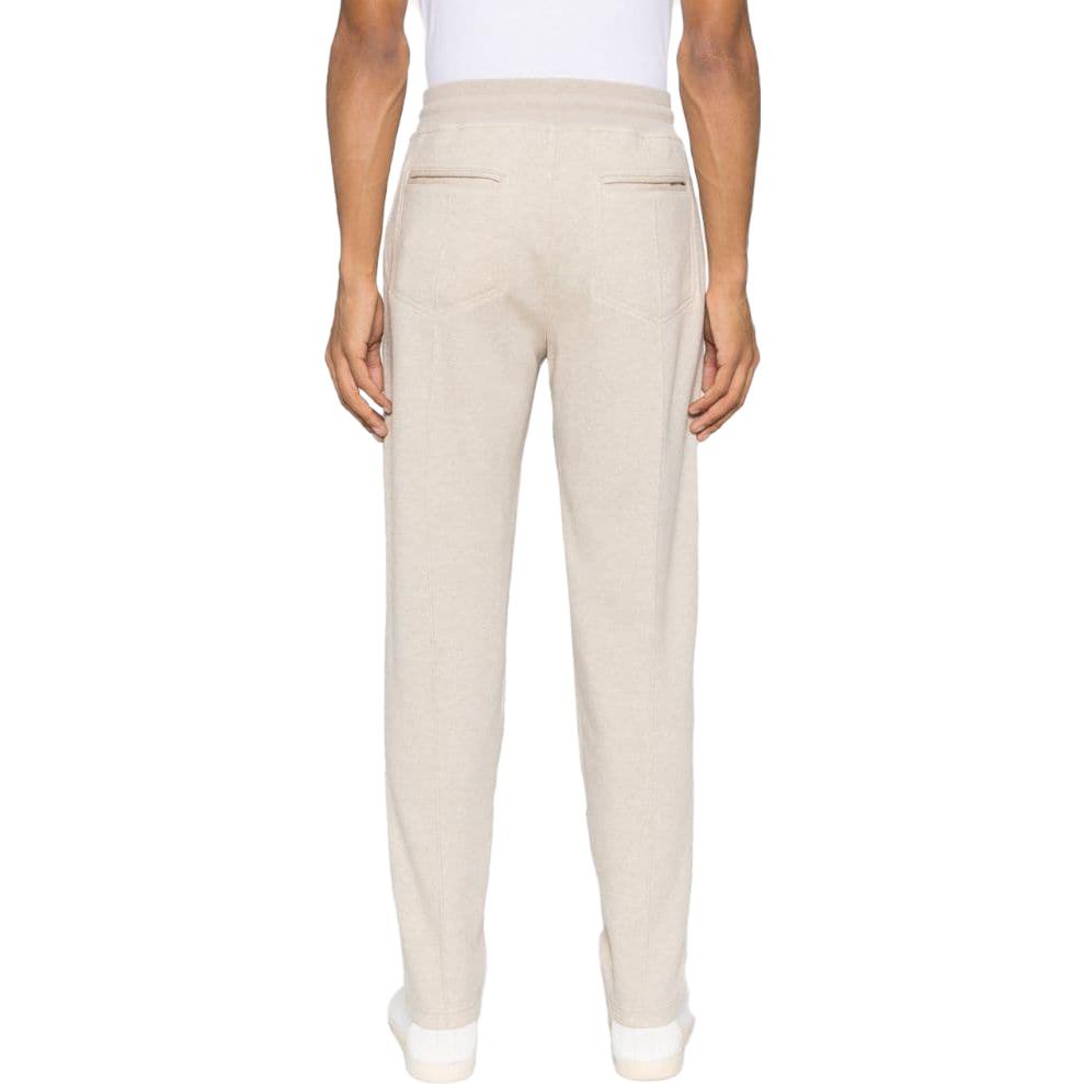 Brunello Cucinelli  Beige Solid Drawstring Mid-Waist Casual Pants. MTU193212G-C003 圖 4
