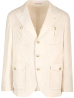 Brunello Cucinelli Beige Solid Slim-Fit Long Sleeve Jacket ML4637BDD-C2976 Brunello Cucinelli Beige Solid Slim-Fit Long Sleeve Jacket ML4637BDD-C2976