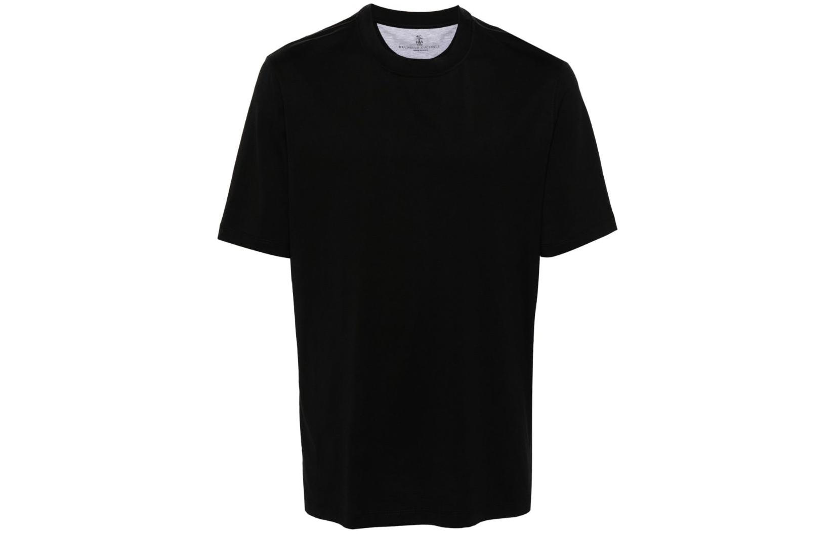 Order Brunello Cucinelli Baju T-shirt Hitam Crewneck Lengan Pendek Lelaki. M0B131308-C101