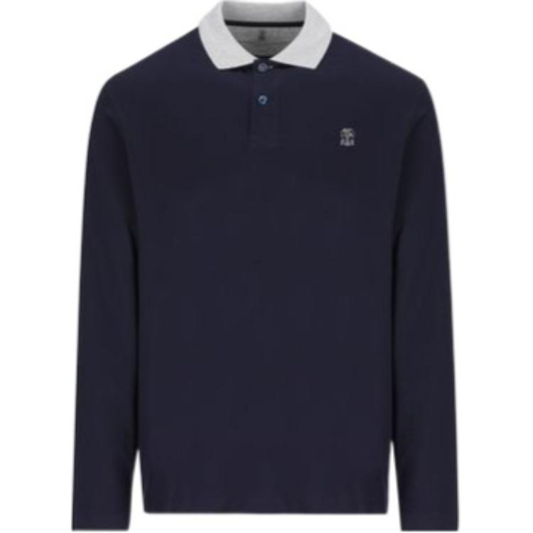 Order 布内勒库奇内利蓝色棉质印花长袖POLO衫 M0B138791G-CK781