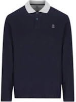 Order Brunello Cucinelli 藍色棉質印花徽標長袖Polo衫 M0B138791G-CK781