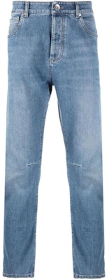 Brunello Cucinelli 藍色中腰修身錐形純色牛仔褲 M283PX1290-C1470 Order Brunello Cucinelli 藍色中腰修身錐形純色牛仔褲 M283PX1290-C1470