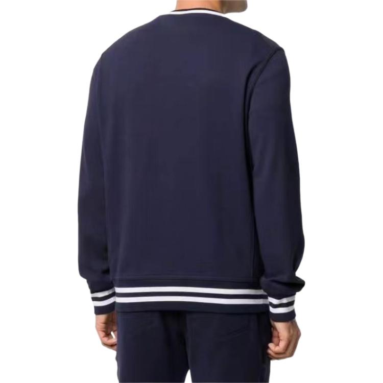 Shop Brunello Cucinelli 藍色條紋印花Logo圓領衛衣. MOT359176G-CW770