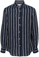 Brunello Cucinelli Blue Striped Slim-Fit Long Sleeve Button-Up Shirt MM6440627-C551 Brunello Cucinelli Blue Striped Slim-Fit Long Sleeve Button-Up Shirt MM6440627-C551