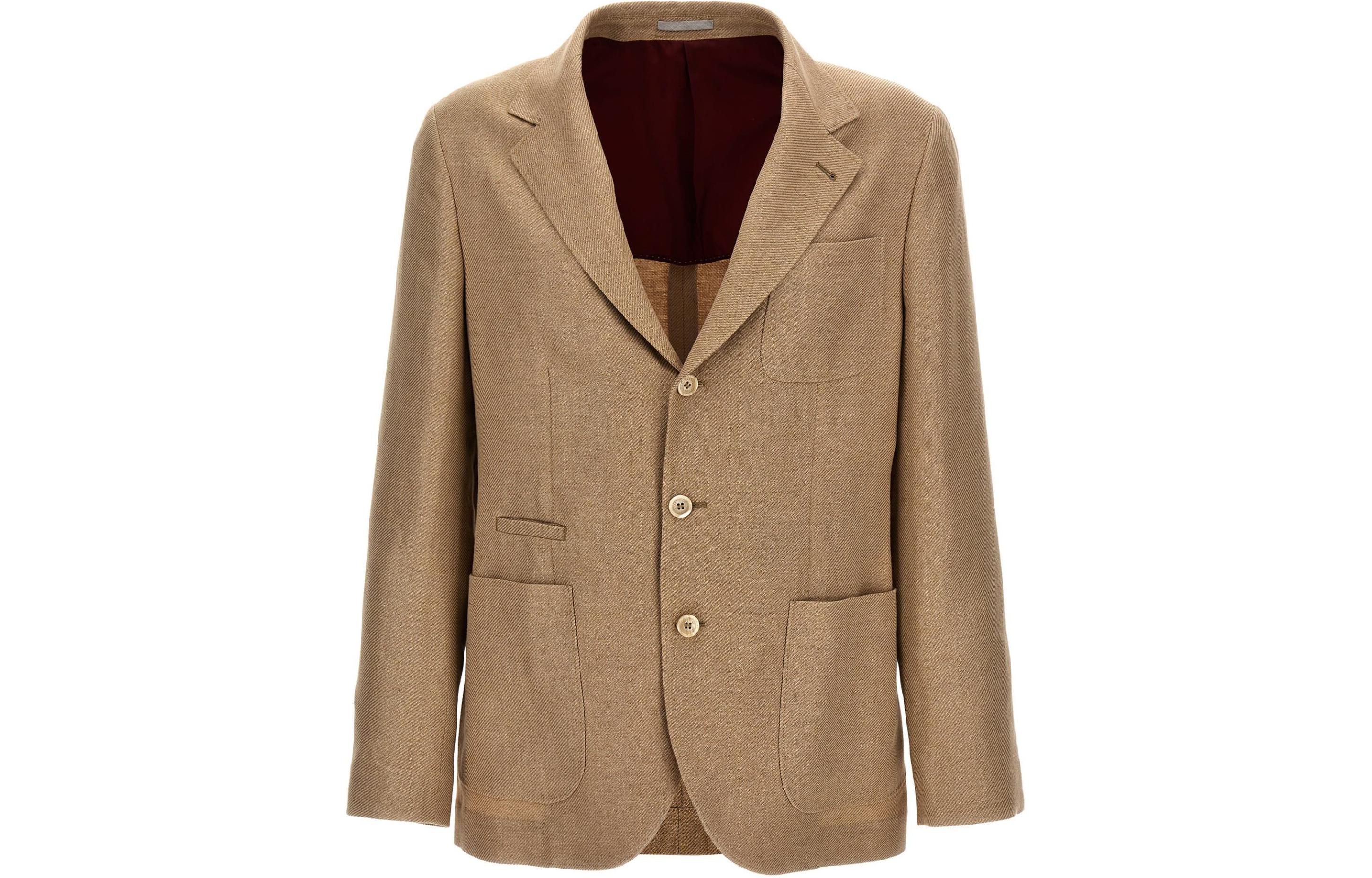 Brunello Cucinelli  Brown Solid Single-Breasted Blazer with Pocket MW4827BND-C1027