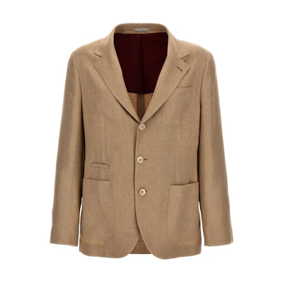 Brunello Cucinelli Brown Solid Single-Breasted Blazer with Pocket MW4827BND-C1027