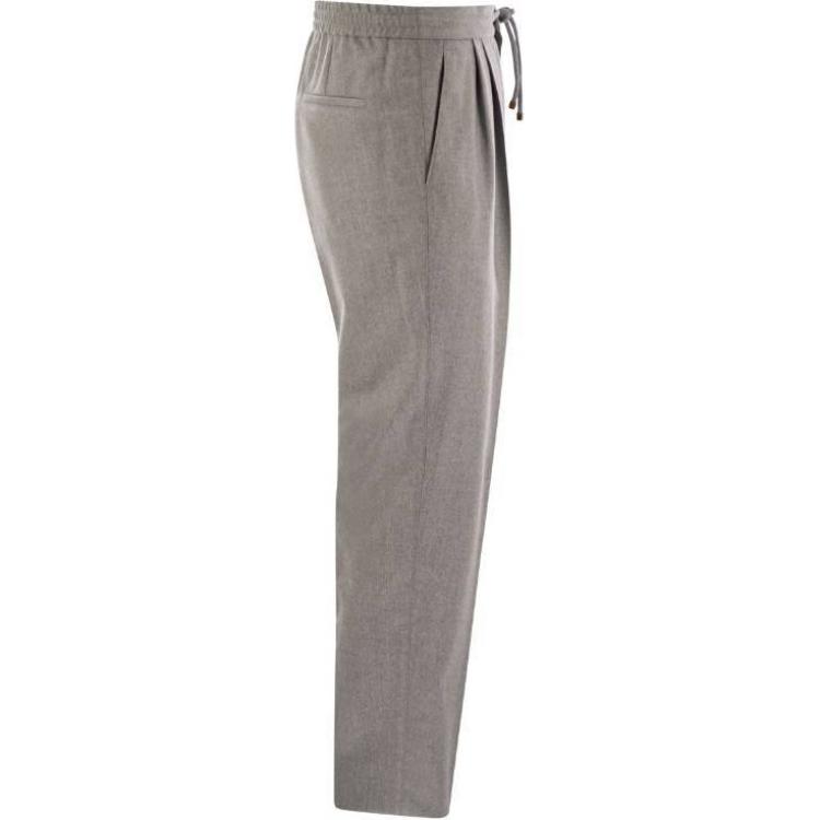 Shop Brunello Cucinelli 灰色中腰直筒休閒長褲 ME226E1710C272