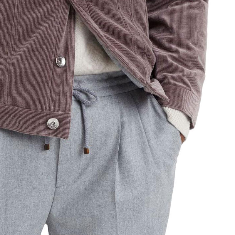 Cheap Brunello Cucinelli 灰色中腰直筒休閒長褲 ME226E1710C272