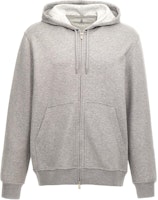 Brunello Cucinelli Grey Solid Color Zip-Up Hoodie Jacket MM8319069G-C1252 Brunello Cucinelli Grey Solid Color Zip-Up Hoodie Jacket MM8319069G-C1252