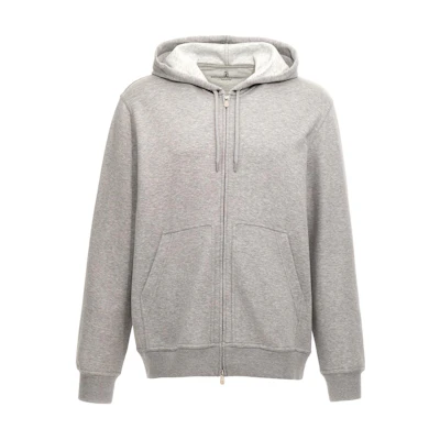 Brunello Cucinelli Grey Solid Color Zip-Up Hoodie Jacket MM8319069G-C1252