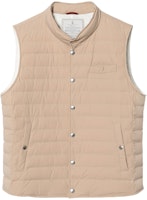 Brunello Cucinelli Khaki Solid Stand Collar Sleeveless Vest MM4031711-CPU51 Brunello Cucinelli Khaki Solid Stand Collar Sleeveless Vest MM4031711-CPU51