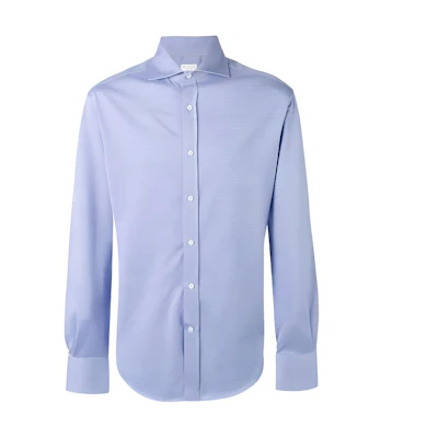 Brunello Cucinelli Light Blue Cotton Button-Up Long-Sleeve Shirt MTS406686-C9665