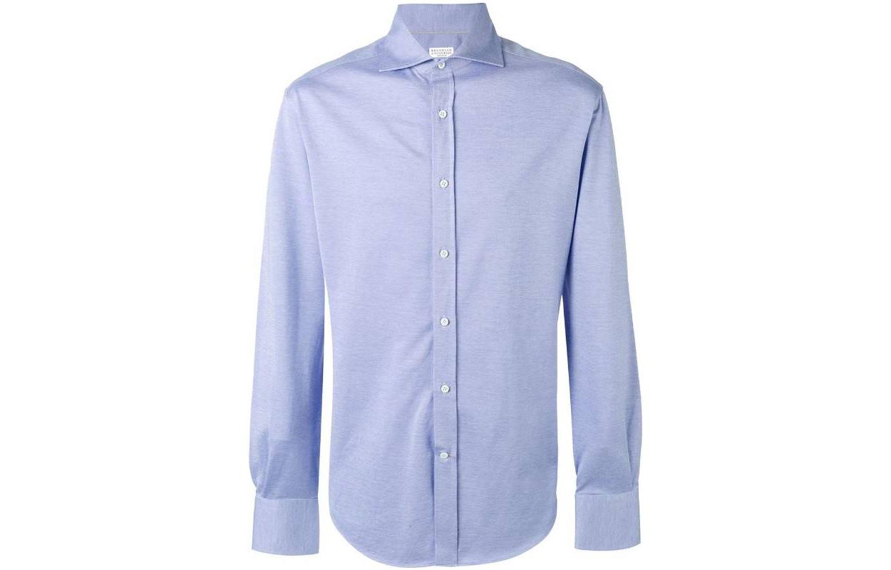 Order Camisa Brunello Cucinelli Azul Claro de Algodón con Botones y Mangas Largas MTS406686-C9665