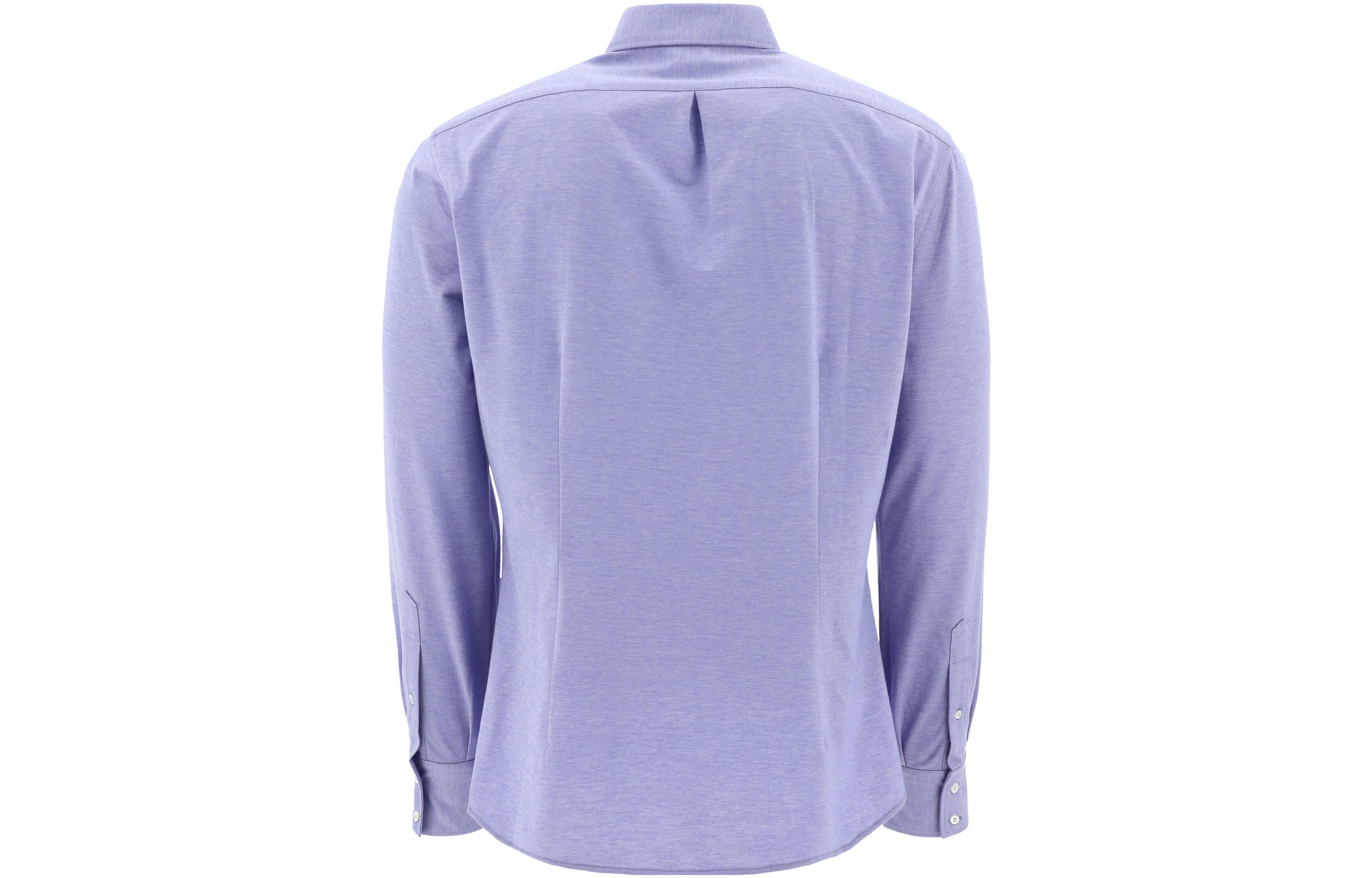 Lookbook Camisa Brunello Cucinelli Azul Claro de Algodón con Botones y Mangas Largas MTS406686-C9665