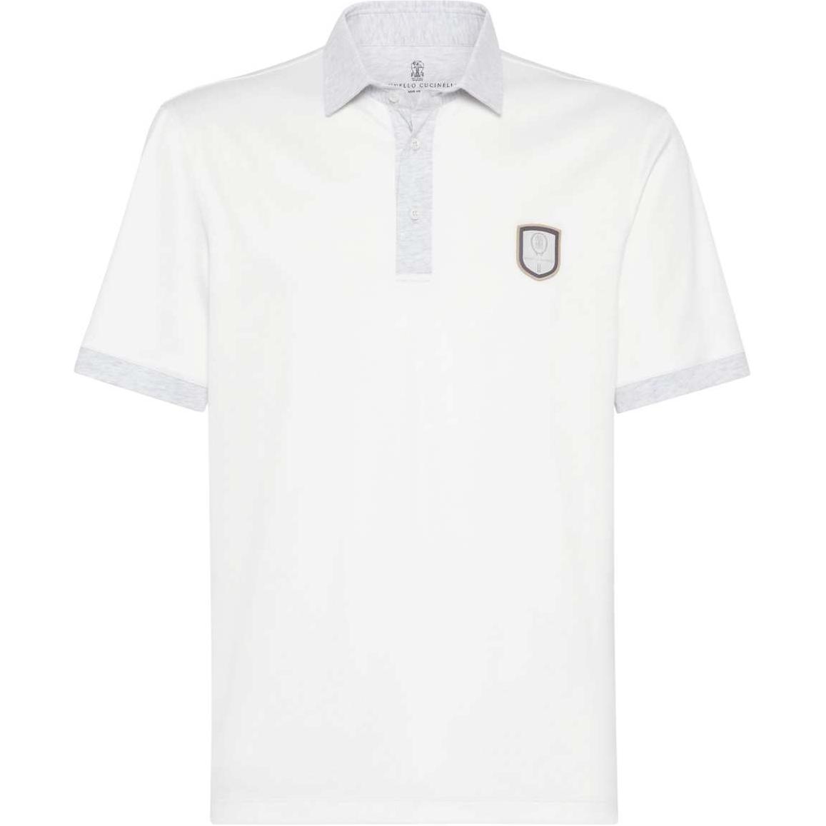 Brunello Cucinelli  Logo Short Sleeve Polo Shirt Grey White. M0B133939T-CVL41