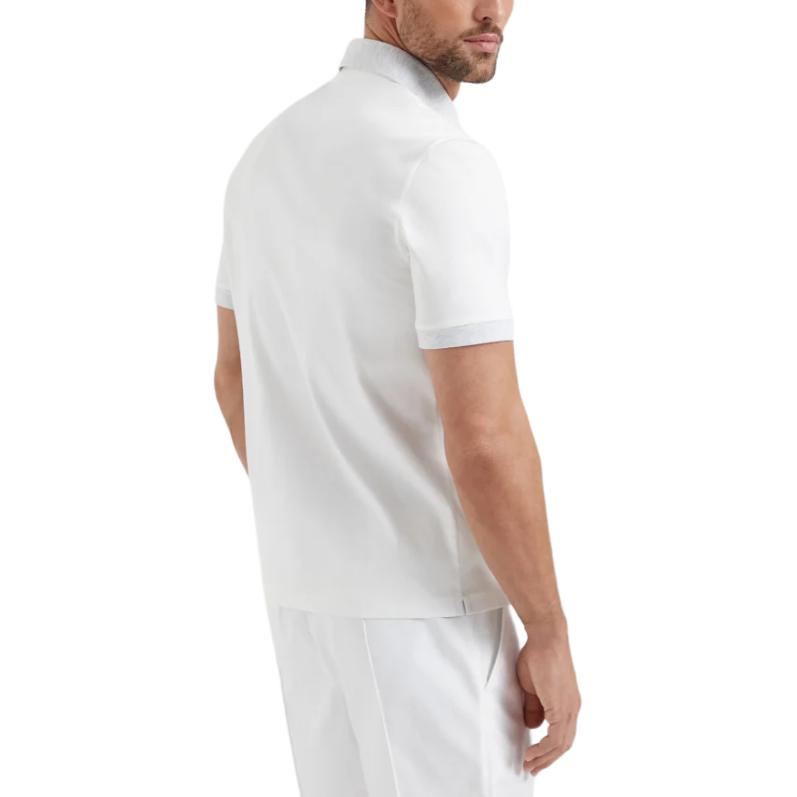 Shop Brunello Cucinelli 標誌短袖Polo衫 灰白色 M0B133939T-CVL41