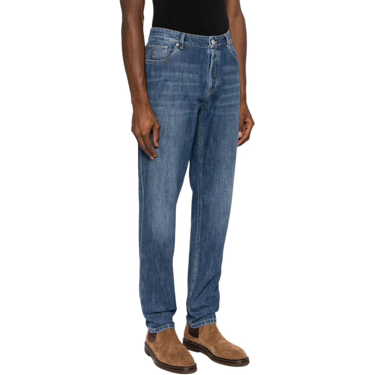 Purchase Brunello Cucinelli 中腰直筒牛仔褲 藍色休閒丹寧裤 M0Z37D3210-C1471