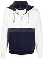 Order Brunello Cucinelli 深藍色拼接拉鏈連帽外套附抽繩 M0T473296G-CY477