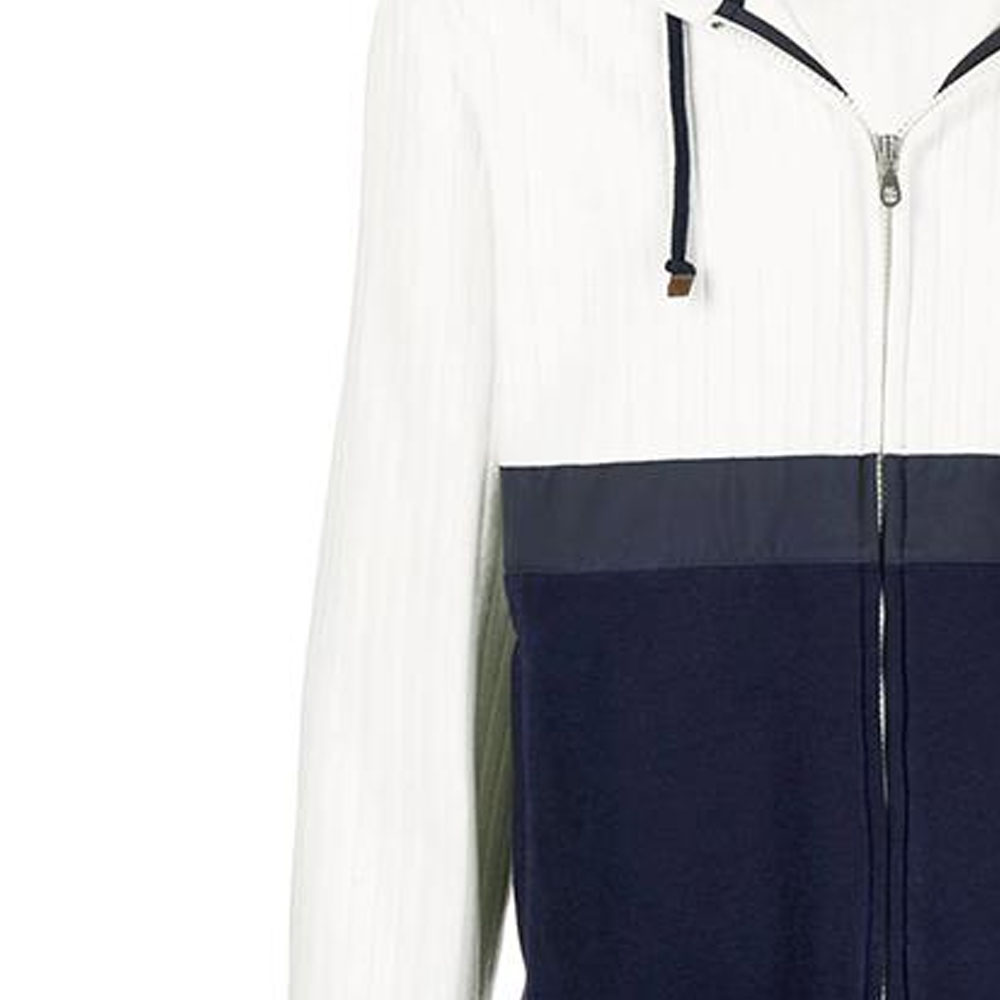 Sizing Brunello Cucinelli 深藍色拼接拉鏈連帽外套附抽繩 M0T473296G-CY477