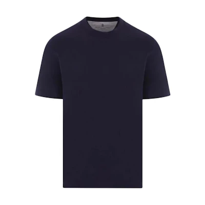 Brunello Cucinelli Navy Blue Cotton Crewneck T-Shirt Short Sleeve. M0B131308-C6134