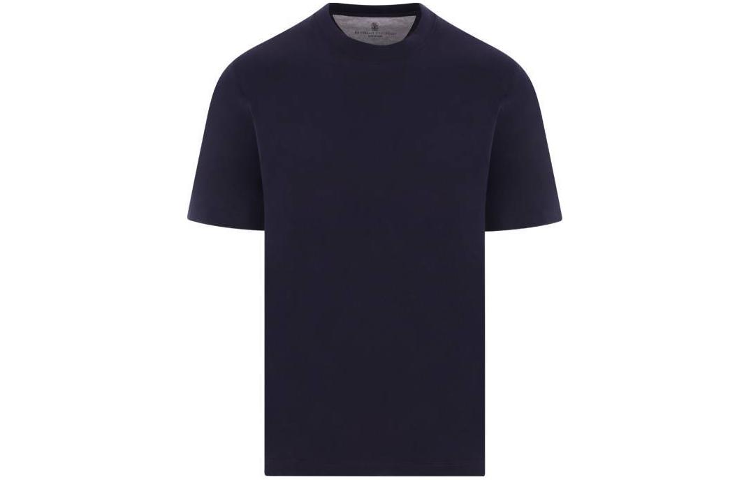 Brunello Cucinelli  Navy Blue Cotton Crewneck T-Shirt Short Sleeve. M0B131308-C6134 圖 2