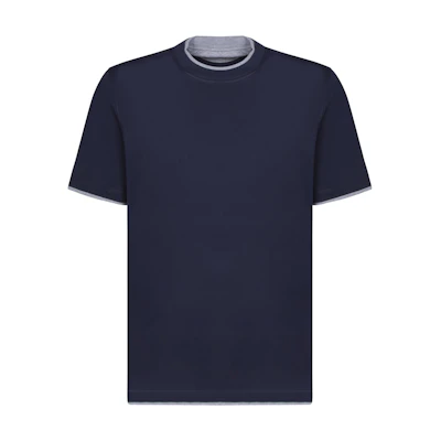Brunello Cucinelli Navy Blue Crew Neck Short Sleeve T-Shirt M0B137427-CD325