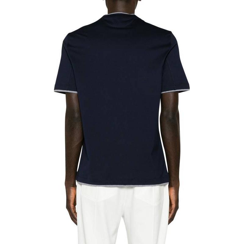 Lookbook Brunello Cucinelli 海軍藍標誌印花圓領T恤 M0B137427GCB422