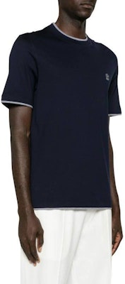 Brunello Cucinelli 海軍藍標誌印花圓領T恤 M0B137427GCB422 Shop Brunello Cucinelli 海軍藍標誌印花圓領T恤 M0B137427GCB422