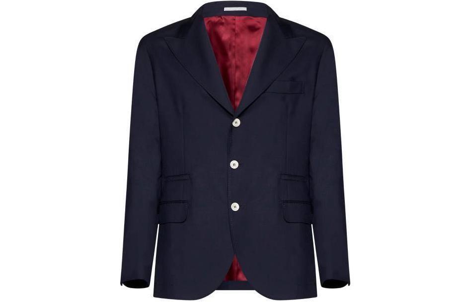 Order Brunello Cucinelli 深藍色修身單排扣西裝外套。 MB4077BFDE-C005