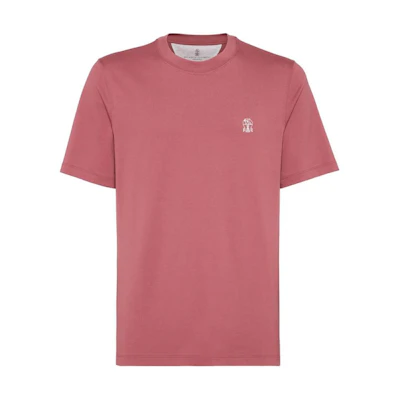 Brunello Cucinelli Pink Solid Crew Neck Short Sleeve T-Shirt. M0B138440-COZ32