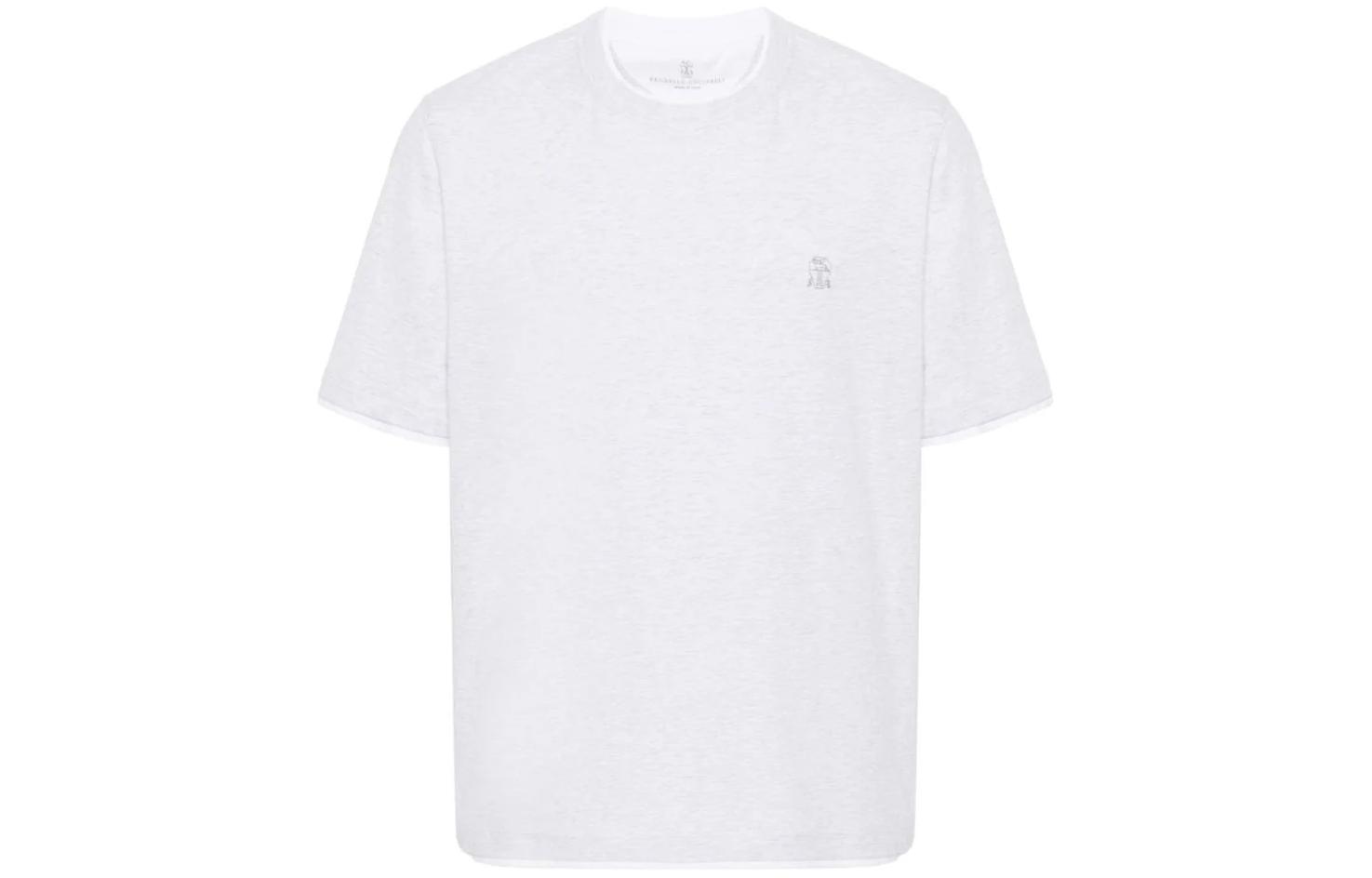 Order Brunello Cucinelli 純色圓領修身短袖T恤 珍珠灰 M0B137427G-CFP70