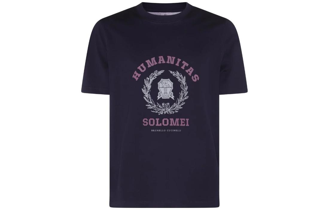 Brunello Cucinelli  Purple Crewneck T-Shirt with Letter Print. M0T718452-CLW24