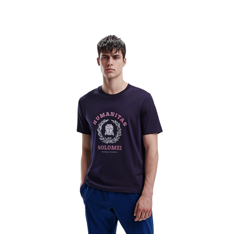 Purchase Brunello Cucinelli 紫色圓領字母印花T恤。 M0T718452-CLW24