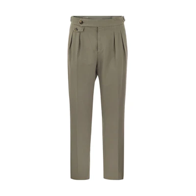 Brunello Cucinelli Slim Fit Mid-Rise Zipper Casual Pants Sage Green MP52DM5030-C068