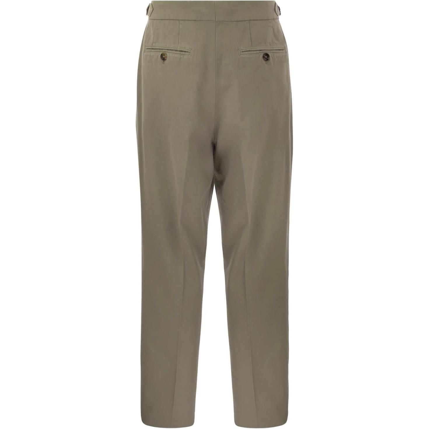 Lookbook Brunello Cucinelli 修身中腰绿鼠尾草拉链休闲裤 MP52DM5030-C068