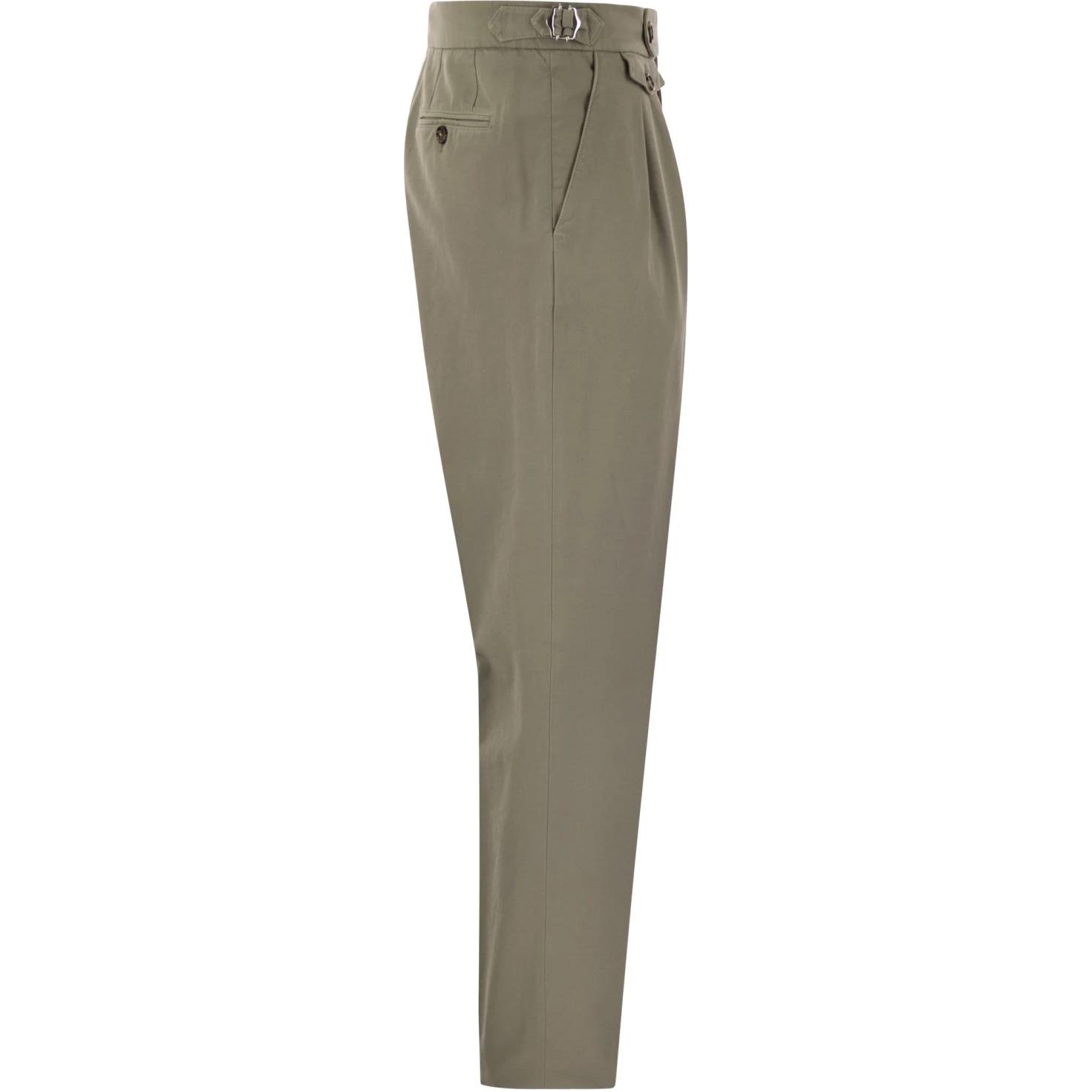 Shop Brunello Cucinelli 修身中腰绿鼠尾草拉链休闲裤 MP52DM5030-C068