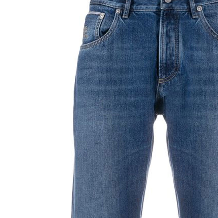 Cheap Brunello Cucinelli 修身直筒藍色牛仔褲配拉鍊口袋 ME228D2220-C1471