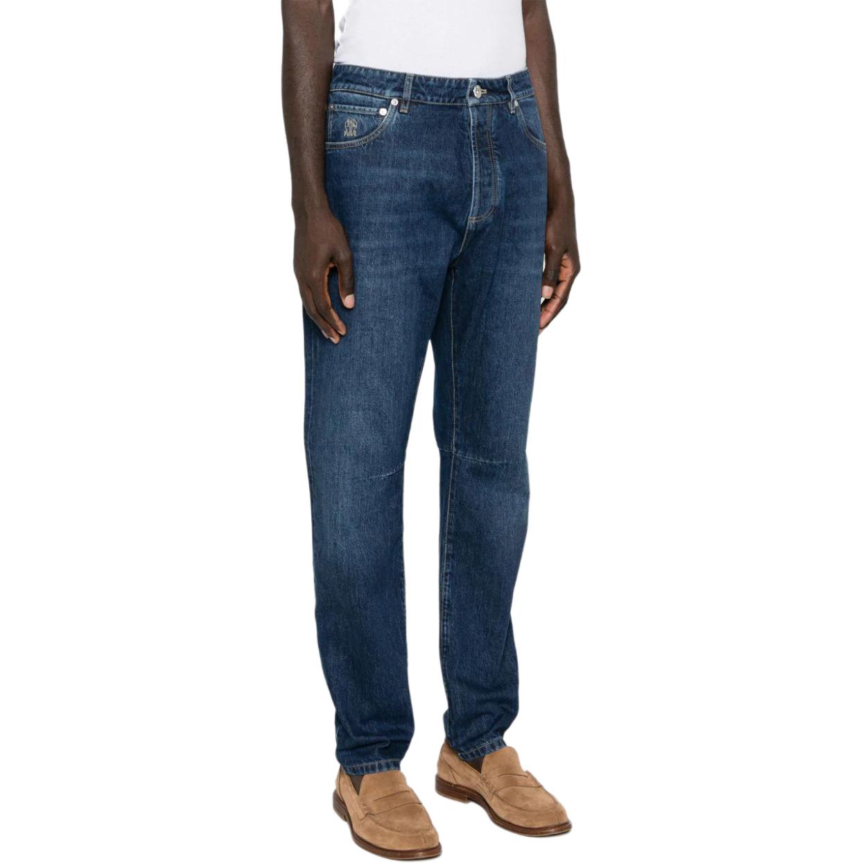 Purchase Brunello Cucinelli 刺繡標誌靛藍色修身直筒牛仔褲 M241PX1290-C1468