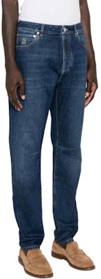 Brunello Cucinelli 刺繡標誌靛藍色修身直筒牛仔褲 M241PX1290-C1468 Purchase Brunello Cucinelli 刺繡標誌靛藍色修身直筒牛仔褲 M241PX1290-C1468