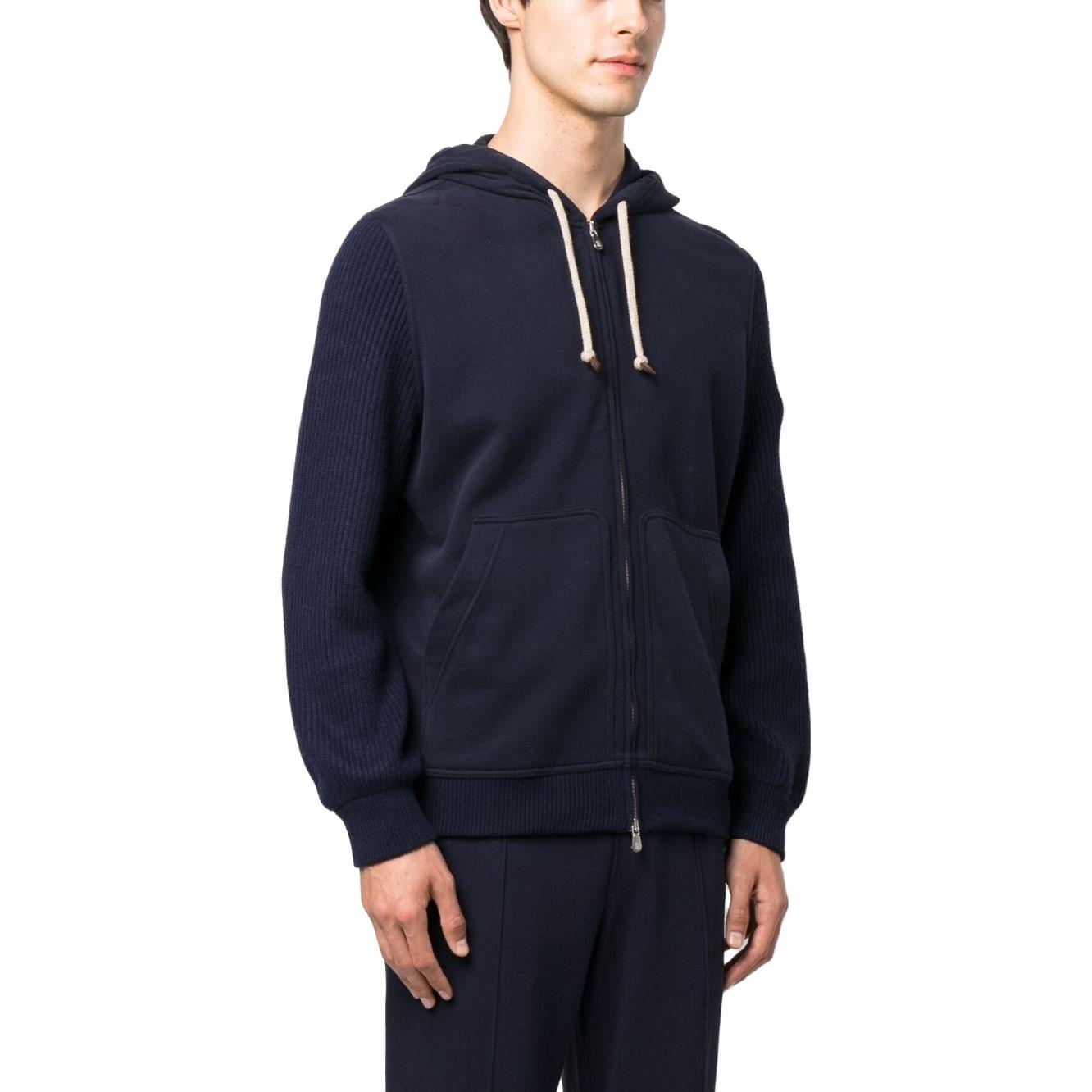 Purchase Brunello Cucinelli 藍色純色拉鍊連帽長袖毛衣 MTU239052G-CZO39