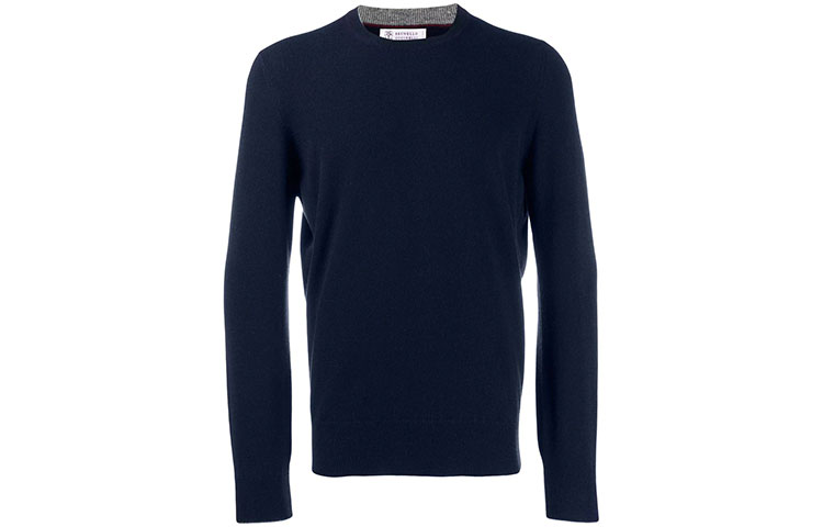 Order Brunello Cucinelli 藍色純色圓領針織毛衣 M2200100-CA058